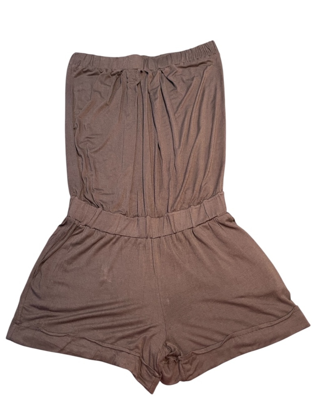 On Line Brown Strapless Romper Soft Stretch Fabric Size Small